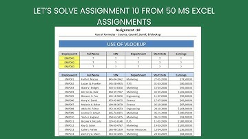 Assignment  10 - Let’s solve Assignment 10 from 50 ms excel assignments