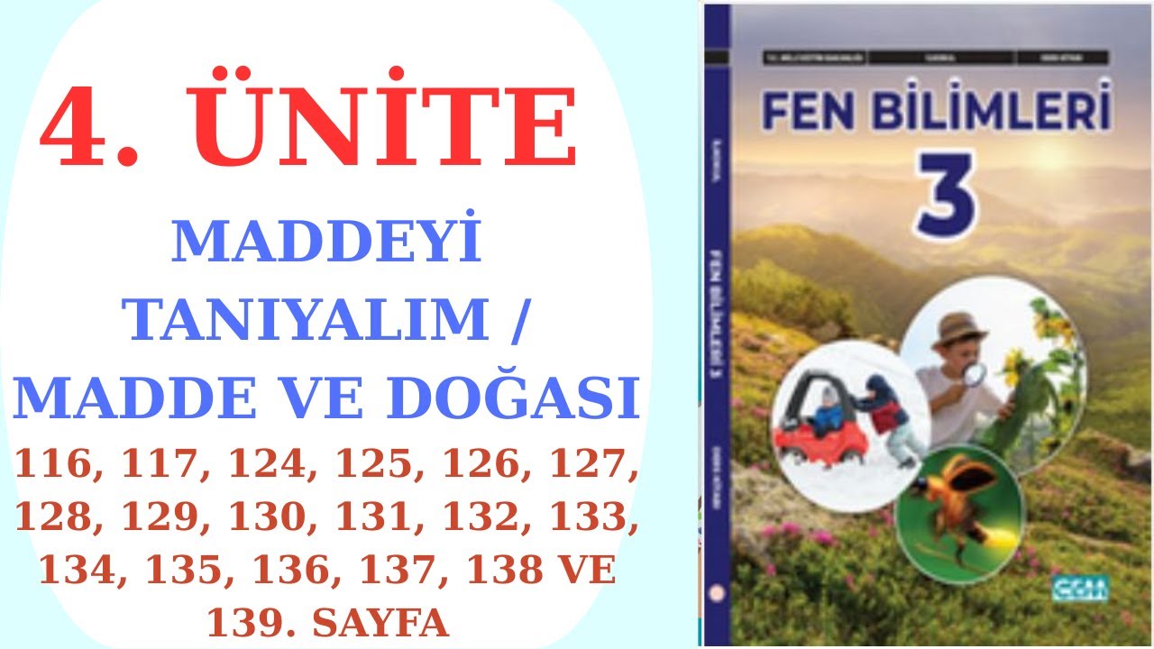3. SINIF FEN BİLİMLERİ DERS KİTABI CEM YAYINLARI 4. ÜNİTE MADDEYİ TANIYALIM / MADDE VE DOĞASI