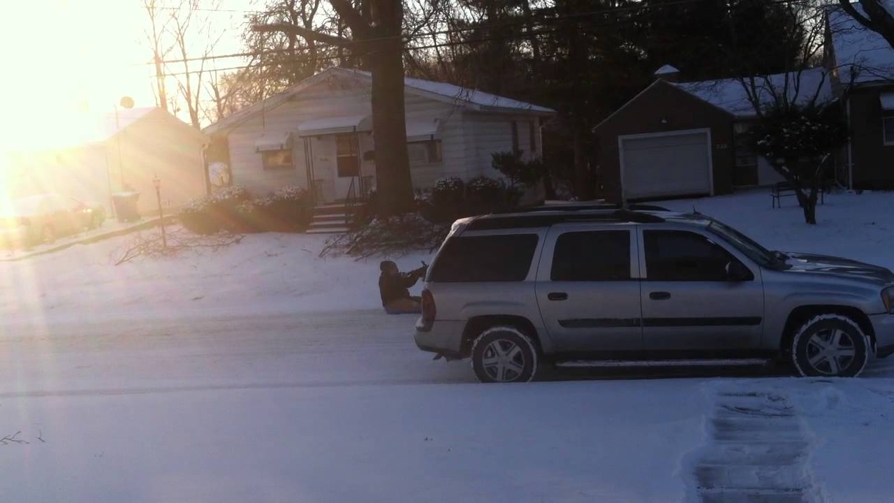 Sled riding with a snow blower YouTube