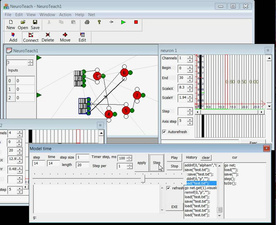 Demo of NeuroTeach - software for spiking neurons modelling - YouTube