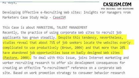 Developing Effective e-Recruiting Web sites: Insights for Managers from Marketers Case Study Help