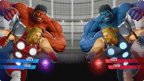 Red Hulk and Thor vs Blue Hulk and Thor - MARVEL VS. CAPCOM: INFINITE