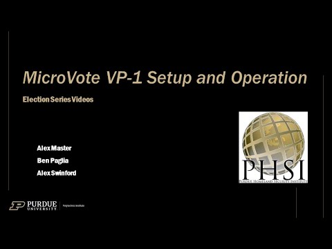 Indiana Election Training: MicroVote Voting Machine Setup and Operation