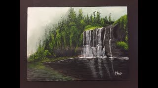 #187. How to paint a waterfall (Acrylic)