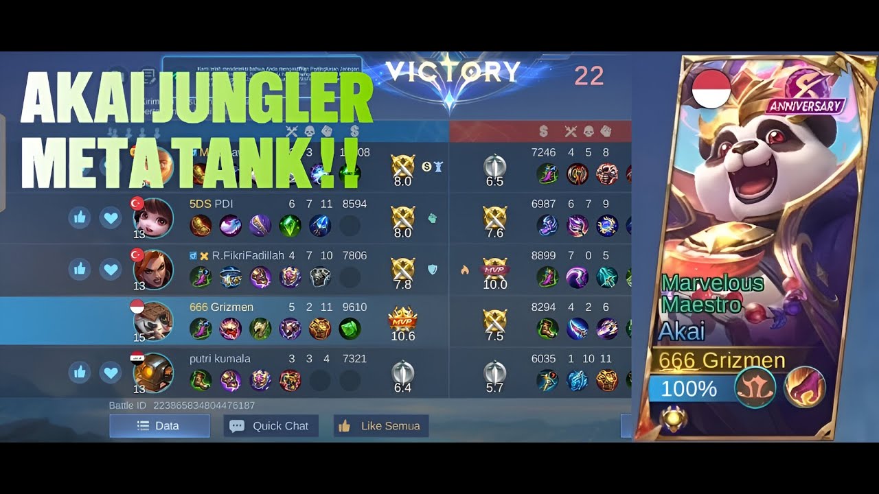 Akai Jungler META Tank 2025 🐼 Solo Rank Push Auto Bikin Musuh Frustasi! | MLBB Gameplay
