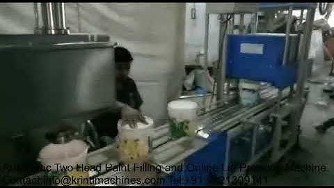 Automatic Two Nozzle Paint Filling and Lid Pressing Machine from 1 liter to 20 l