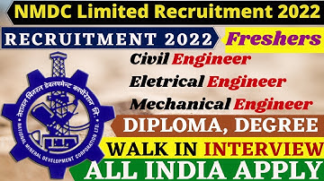 NMDC Limited Walk in Interview for Freshers Apprenticeship CIVIL ENGINEER 2021