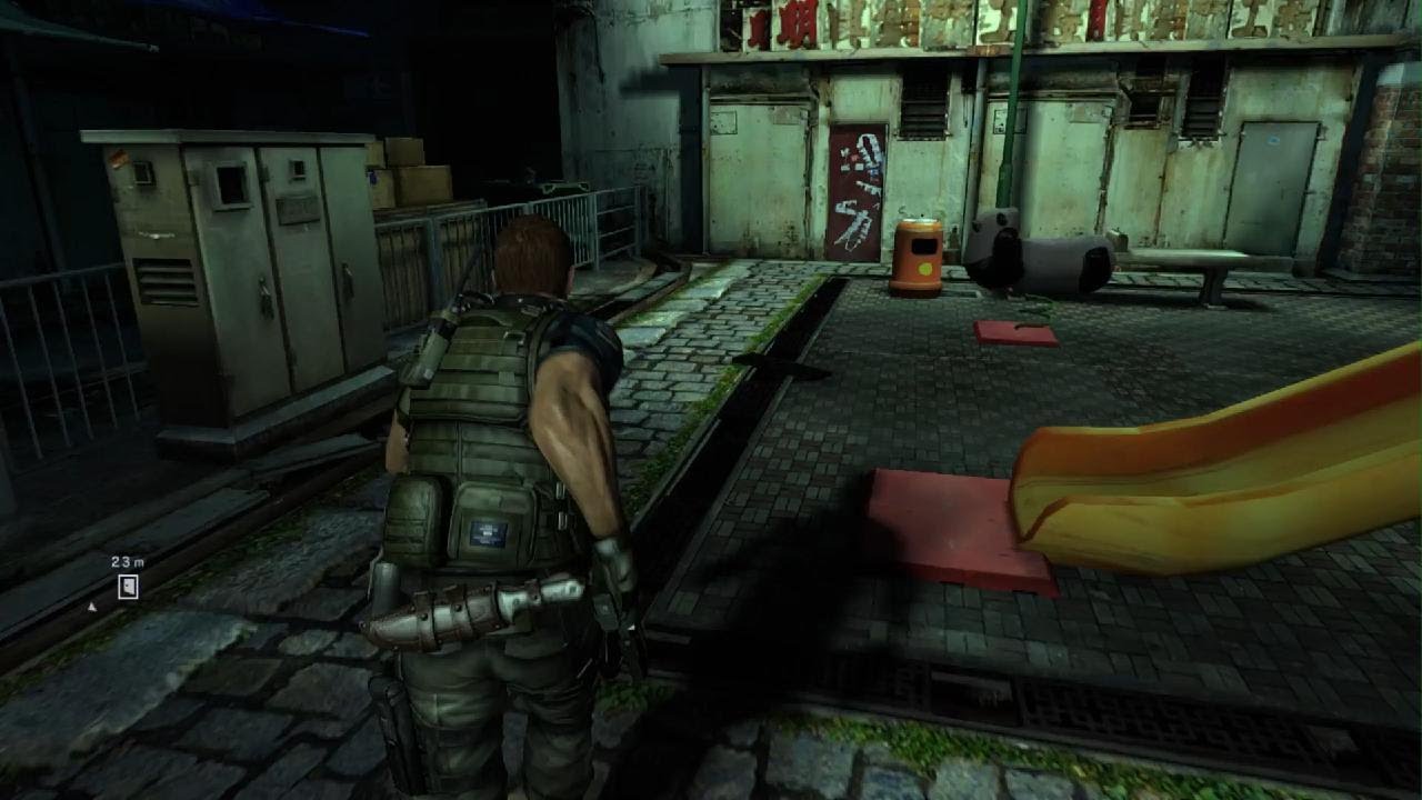 Chris Redfield rides a panda in China