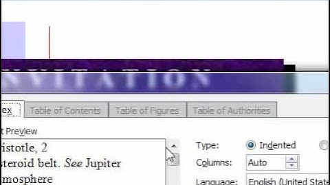 How to insert an index Word