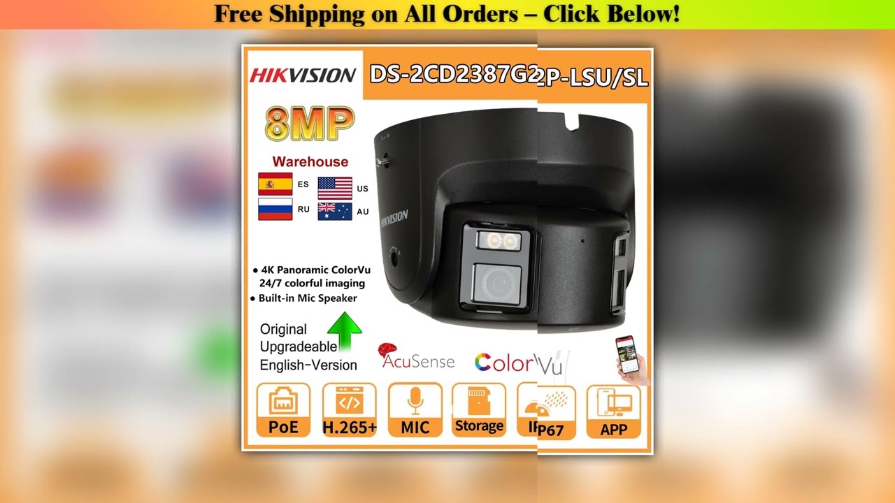 Hikvision 8MP IP Camera Panoramic ColorVu Turret DS-2CD2387G2P-LSU/SL 4K Security