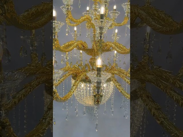 Stunning Golden Crystal Chandelier Elevates Any Space