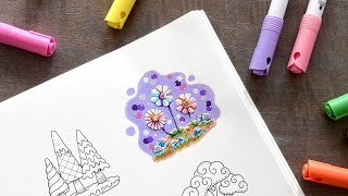 Learning a new medium! 🌸 in Magical Worlds from Johanna Basford | Acrylic Markers