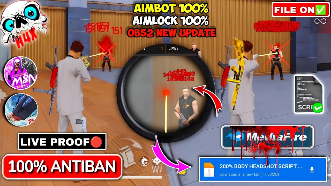 OB52 Update ⚡ Free Fire Max Panel Injector | Auto Headshot + Aimbot Hack | 100% Rank Working