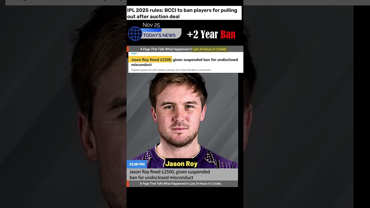 Jason Roy Fines With £2500 , 2 Year BAN🤐 |