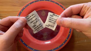 Whats inside Silica Gel packages? How much water can they obsorb?