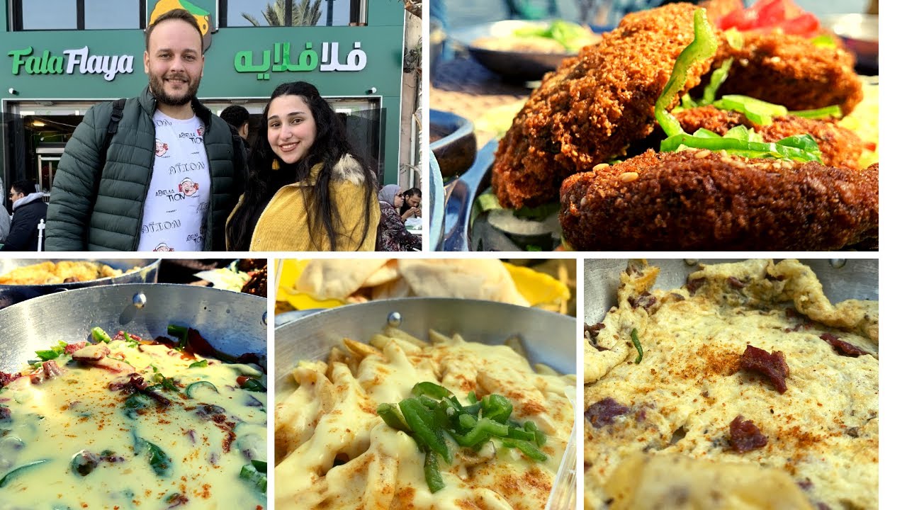 تجربه الفطار فى فلافلايه وسر الفلافل بالجبنه والطاسات بالجبنه
