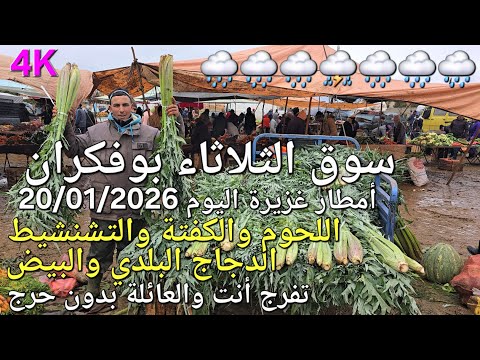 أثمنة اللحوم والدجاج والسمك والخضر سوق الثلاثاء بوفكران اليوم 20 01 2026