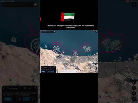 Timelapse of Dubai palm tree island and world islands construction,UAE.