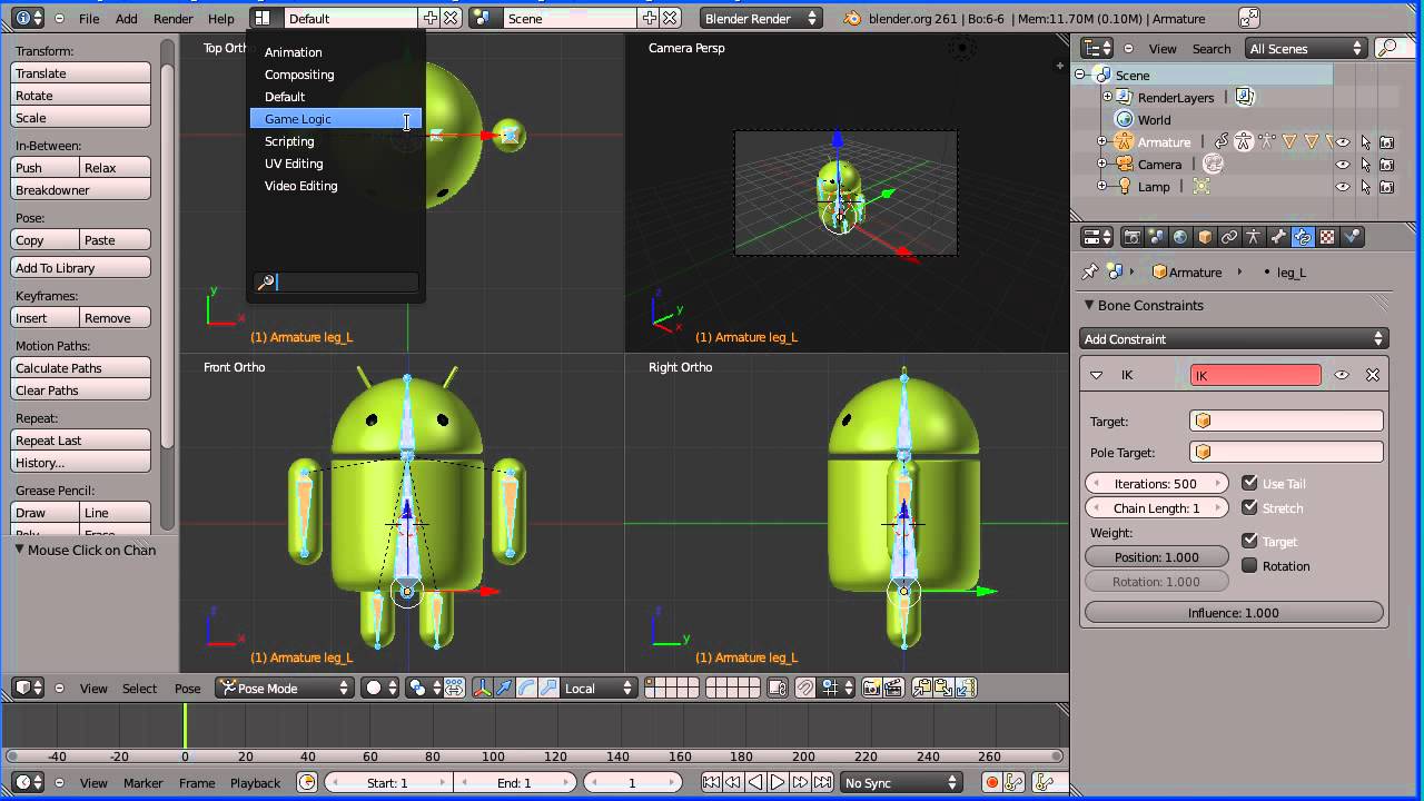 Blender Game Engine Controlling a Rig (Google Android) Using Logic Bricks Version) - YouTube