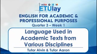 Academic Language Used from Various Disciplines || English for Academic and Professional Purposes