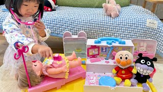 Does Mel-chan have a fever?! Dr. Anpanman will examine her! Nano Kids Mel-chan Hospital Set, Mel-...
