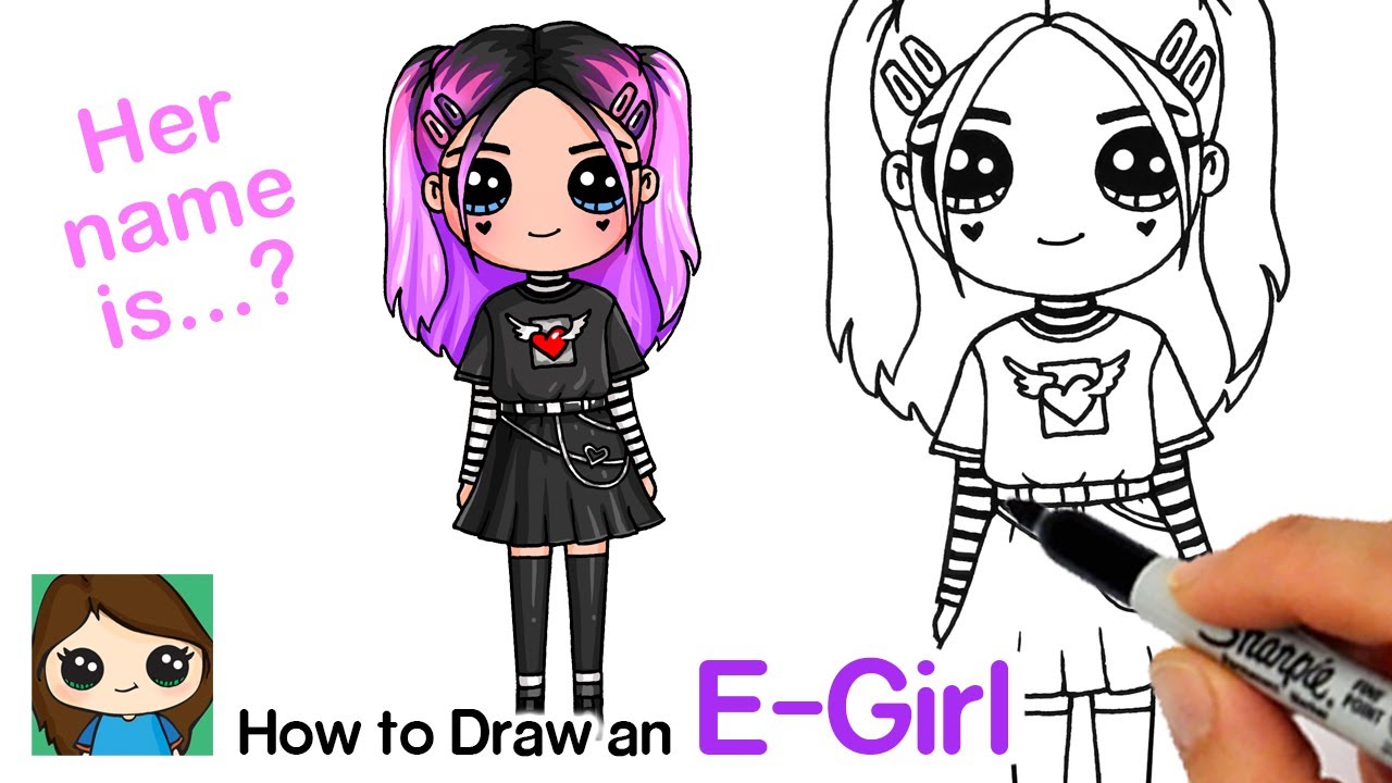 How to Draw a Tik Tok Cute E-girl 