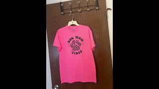 Dog mom vibes handmade t shirt available for sale link in description to order! Size medium