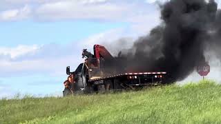 Truck on fire valley Nebraska exit