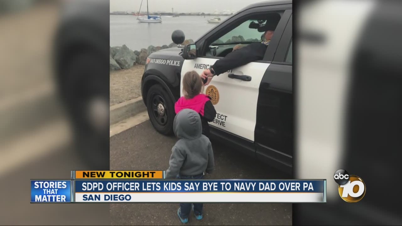 SDPD help kids shouting goodbye to deploying dad