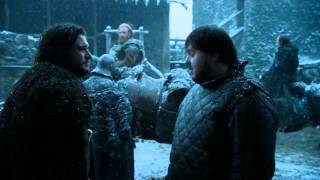 Jon passes command of Castle Black to Alliser Thorne while he’s away