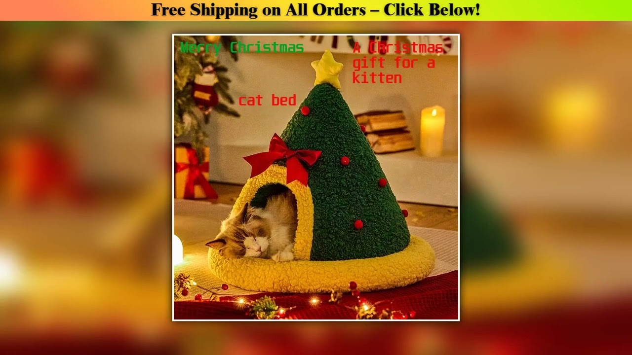 Christmas Gift for Kitten: Semi-Enclosed Winter-Proof Large-Space Cat Bed for Small to