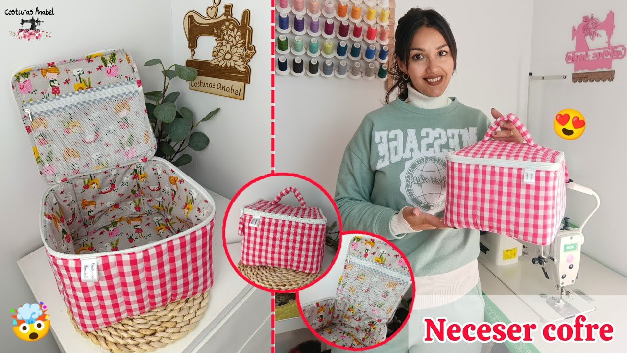 Neceser cofre 🧰| Súper fácil 🪡| Patrón + confección gratis 😊 #diy #coser #tutorial