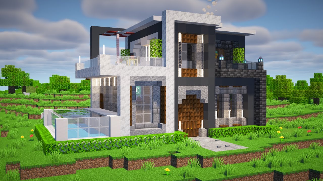 Minecraft - Easy Modern House | Tutorial - YouTube