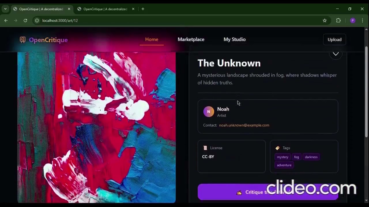 OpenCritique – Decentralized Art Feedback Platform