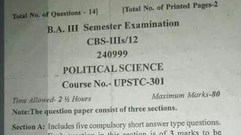 B.A 3rd semester political science paper||Jammu university ||political science paper 3rd semester.