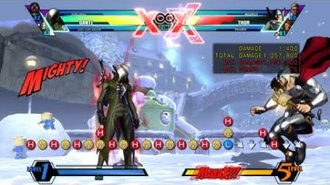 ULTIMATE MARVEL VS. CAPCOM 3 Dante (doom assist) 1 mil damage combo (5 meters)
