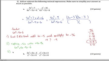 Adding Subtracting Rational Expressions Quiz