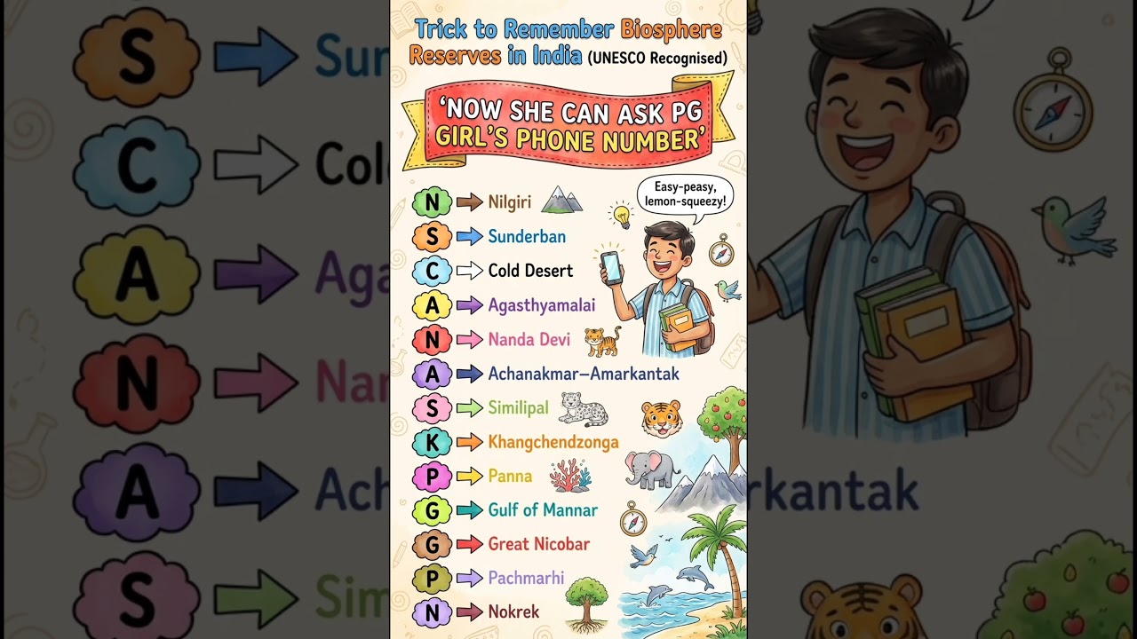 Yaad Rakho Biosphere Reserves in 1 Line 😄 @BrainLeaf-x1t