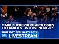 Marc Zuckerberg Apologizes To Families Affected By Social Media - DBL | Feb. 1, 2024