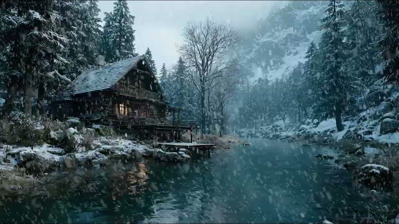 Frozen Wilderness at Night with Endless Falling Snow | Cold Wind Ambience for Deep Peaceful Rest