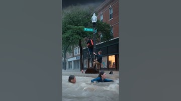 AI Flood Animation | Cinematic Downtown City Disaster & Thunderstorm Chaos