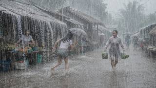 Extreme Weather  Torrential Rain And Thunder  Almost Flooded  Insomnia Relief Sounds