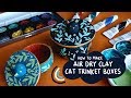 DIY HOW TO MAKE ILLUSTRATED CAT TRINKET BOXES USING AIR DRY CLAY