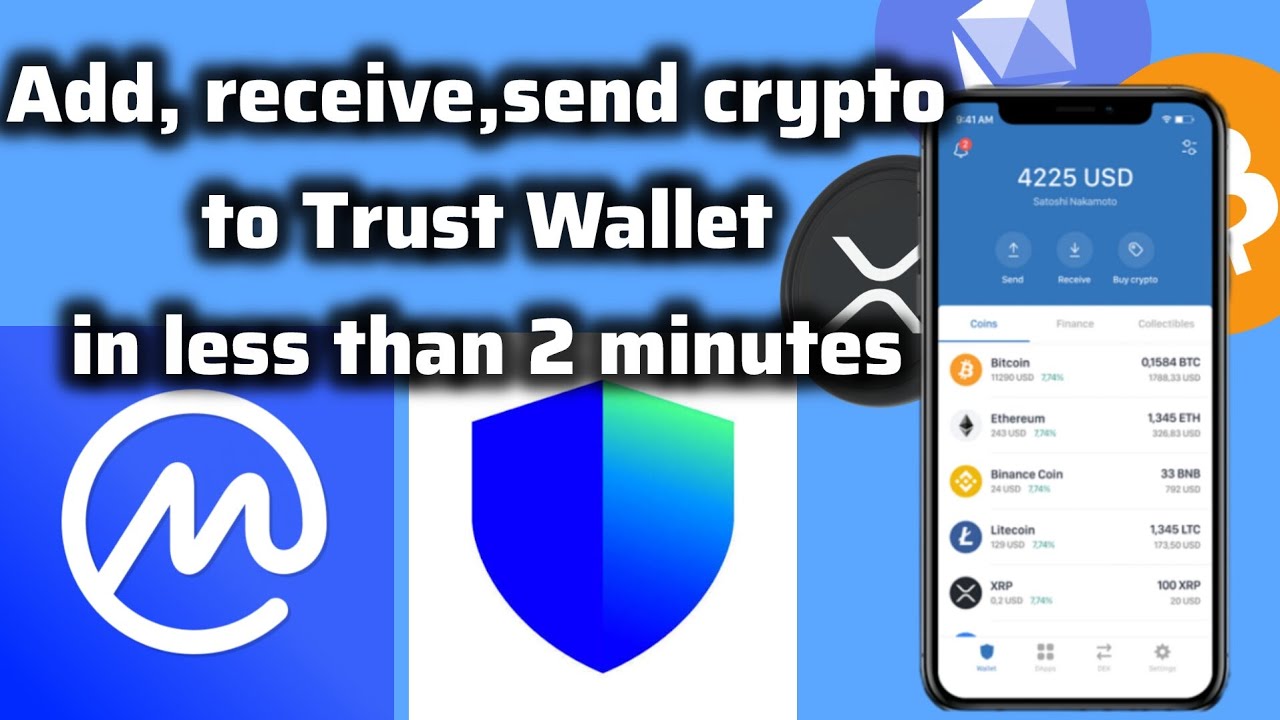How to add, receive and send crypto currency in Trust wallet using Coin Market Cap In a minute.