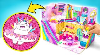 Rumah Putri Vs Rumah Vampir Vs Miniatur Rumah Unicorn Pelangi || Kerajinan kertas yang mudah! 🌈🦄