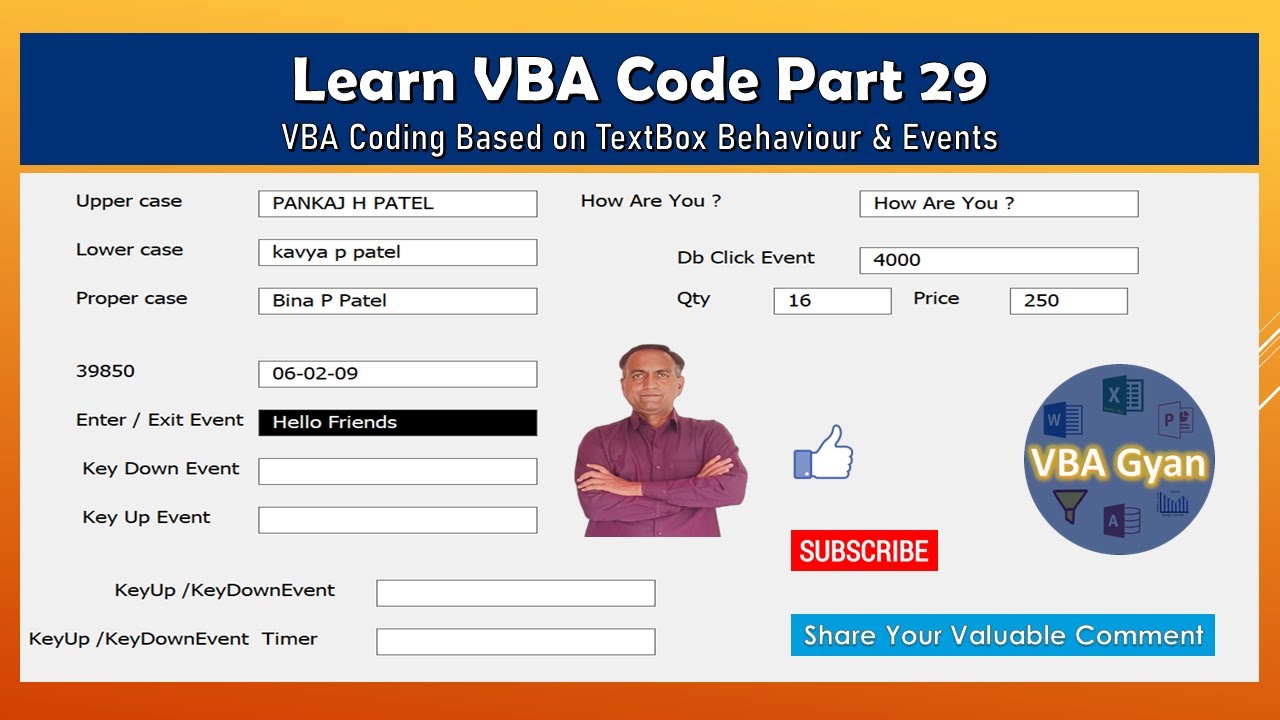 Learn VBA Code Part_29 || VBA Codding Based on Textbox Behaviour - YouTube