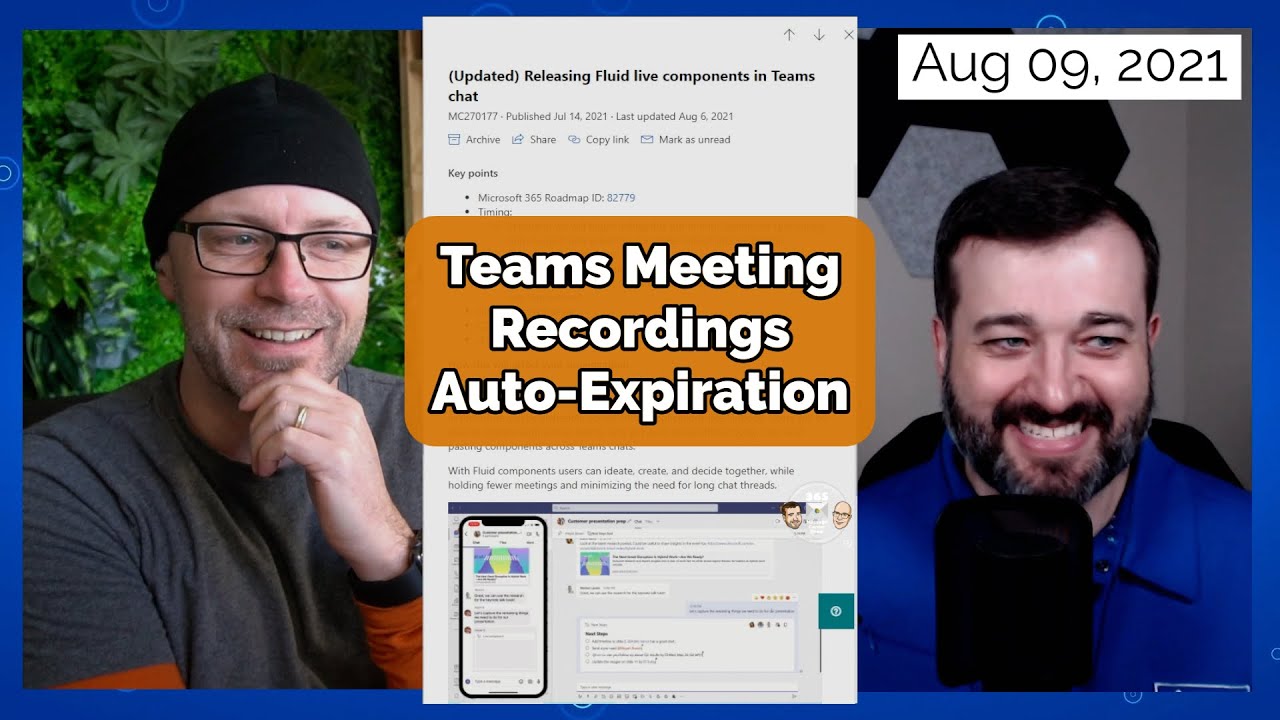 Teams Meeting Recordings Auto Expiration 365 Message Center Show 205 