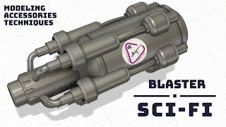 Blaster weapon SCIFI for  scale model  by Fusion 360 Time-lapse
