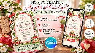 How to Create an Apple of Our Eye Baby Shower Invitation in Canva | Printable + Mobile Bonus