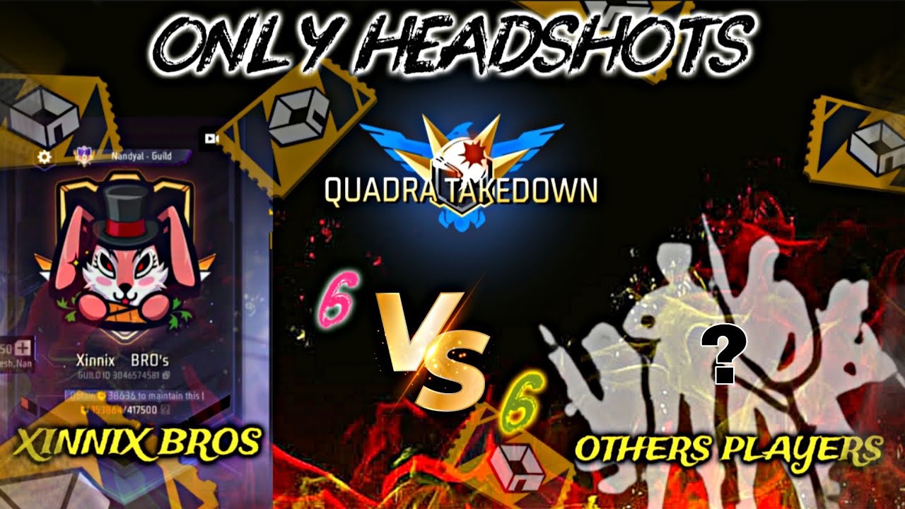 XB guild vs other players 6v6 match only headshots🥶 xinnix ff | freefire customs 
